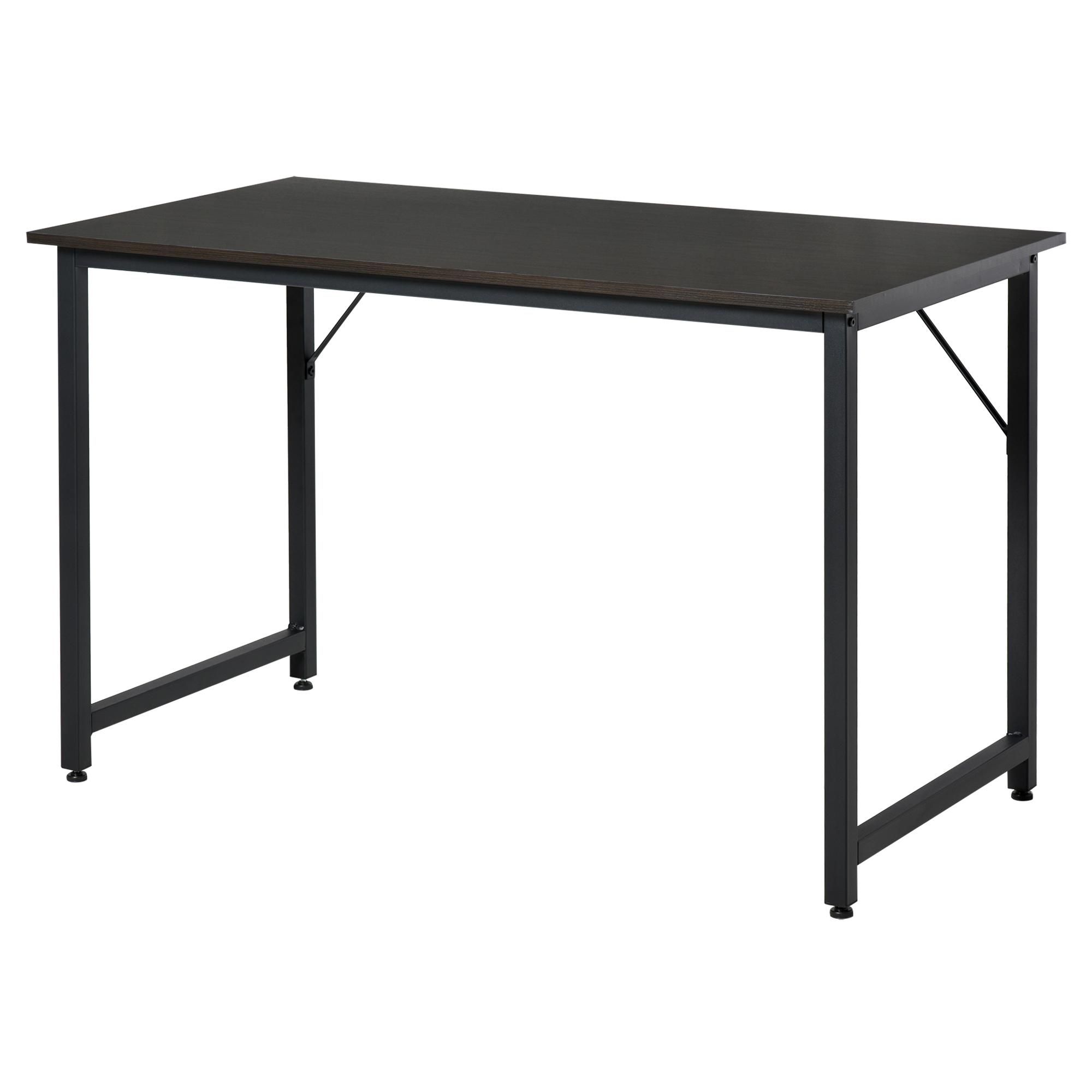 Secdretária Mesa de Computador com Pés Ajustáveis e Estrutura em Aço Secretária Estilo Moderno 120x60x73 cm Marrom Escuro e Preto