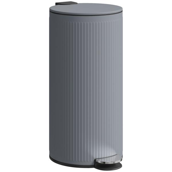 Balde do Lixo para Cozinha com Pedal 30L Cubo de Lixo Metálico com Tampa de Fecho Suave e Balde Removível 36x30x60,5 cm Cinza