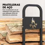 Suporte Metálico para Lenha 199x30x121 cm Suporte para Lenha de Exterior com Estrutura de Aço Pés Extra Preto