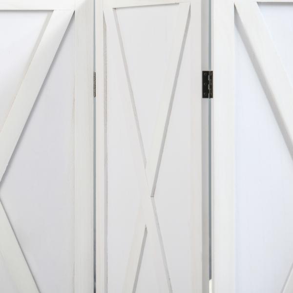 Biombo de 4 Paineis Separador de Ambientes Dobrável 182x170cm Divisória para Espaços de Madeira Decoração Elegante para Dormitório Sala de Estar Branco