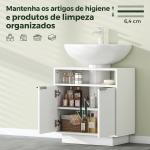 Móvel para Lavatório Pousar com 2 Portas Canaladas para Lavatório com ou sem Pedestal 60x33x63 cm Branco