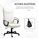 Cadeira de Escritório Giratória 360° com Encosto Alto Altura Ajustável e Função de Inclinação 65x65x102 - 112,5cm Branco creme