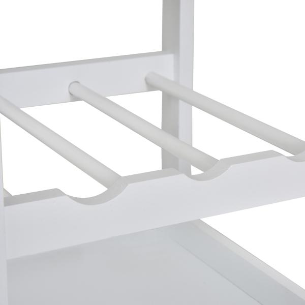 Carrinho de Cozinha com 4 Níveis com Rodas Prateleira Gaveta Bandeja 37x37x76 cm Branco