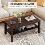 Mesa de Centro Mesa Auxiliar de 2 Níveis para Sala de Estar Escritório 90x45x45,5cm Nogueira