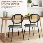 Conjunto de 2 Cadeiras de Sala de Jantar Cadeiras de Cozinha com Encosto em Vime Sintético 44x54x87 cm Verde e Preto