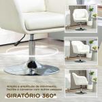 Cadeira de Escritório Giratória 360° Tamborete de Bar Cozinha Cabeleireiro com Encosto Envolvente Altura Ajustável 60x60x79 - 91 cm Branco