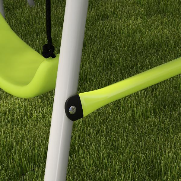 Baloiço para Crianças Baloiço Jardim com 1 Baloiço Simples 1 Planador e Anti - UV 255x160x180 cm Cinza e Verde