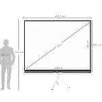 Tela de Projeção Manual com Suporte 120 Polegadas Formato 4:3 com Altura Ajustável 244x183 cm Branco