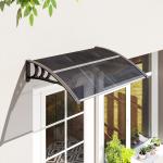 Marquise para Portas e Janelas 100x75x23 cm Marquise de Proteção contra Sol e Chuva com Cobertura de Policarbonato Preto