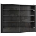 Vitrine de Parede de Madeira com Prateleiras Ajustáveis e 2 Portas Corredeiras de Vidro para Coleções Perfumes 80x9,5x60cm Preto