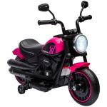 Motocicleta Elétrica para Crianças de 18 - 36 Meses com Bateria 6V Farol e Rodas Auxiliares Removíveis 76x42x57 cm Rosa