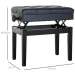 Banco de Piano com Espaço de Armazenamento Altura Ajustável com Assento Acolchoado Carga 200 kg 54,5x33x48 - 58 cm Preto