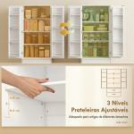 Armário Despenseiro de Cozinha com 2 Portas, 8 Prateleiras na Porta, 2 Gavetas e Prateleiras Ajustáveis, 60x40x159 cm, Branco