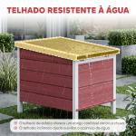 Coelheira de Madeira Exterior Coelheira para Roedores Animais de Estimação Pequenos com Teto Asfáltico e Rampa Antiderrapante 42x51x43cm Vermelho
