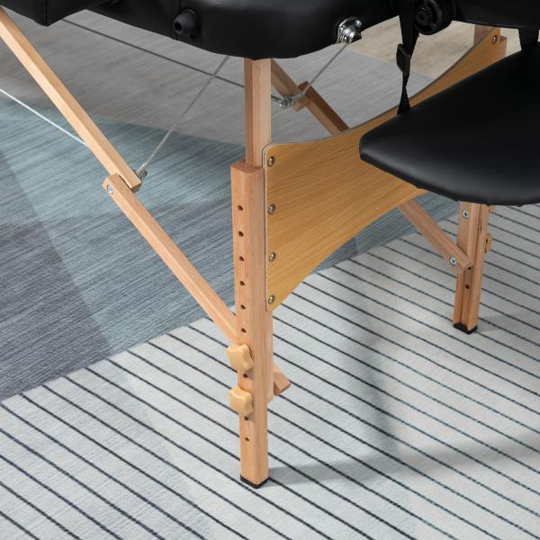Marquesa de Massagem Dobrável Marquesa com Altura Ajustável 67 - 92cm Desenho Ergonómico Fácil de Transportar 210x81x67 - 92 cm Preto