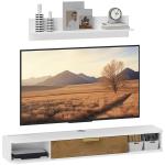 Móvel de TV Sala de Estar com Prateleira de Parede Armário Orifícios para Cabos para Televisão de Parede 120x24x16 cm Branco