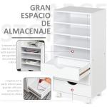Móveis de escritório com 3 gavetas 4 prateleiras abertas 4 rodas 40x30x83 cm Branco