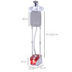 Ferro de Engomar a Vapor para Roupa 1800W Temperatura Ajustável em 11 Níveis Depósito de 2 L Aquecimento em 38s 35x25x47 - 118,5 cm Vermelho
