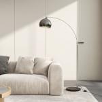 Candeeiro de Pé em Forma de Arco com Altura e Comprimento Ajustáveis com Interruptor de Pé 110 - 115x30x170 - 180 cm Prata e Preto