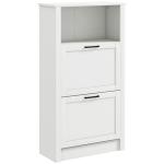 Sapateira Estreita com Prateleiras Ajustáveis e Compartimento Aberto para 10 Pares de Sapatos 58x24x105 cm Branco