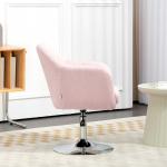 Cadeirão Giratório 360° para Sala de Estar com Altura Ajustável, Encosto Envolvente, Apoios de Braços e Almofada, 60x60x79 - 91 cm, Rosa