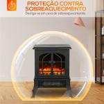Lareira Elétrica 900/1800W com Efeito Chama 3D 2 Níveis de Potência Termóstato Ajustável para 15 - 30 ㎡ 39x24x48 cm Preto