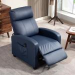 Poltrona de Massagem Reclinável com 2 Zonas de Massagem 8 Programas e 5 Níveis de Intensidade 68x88x98 cm Azul Escuro