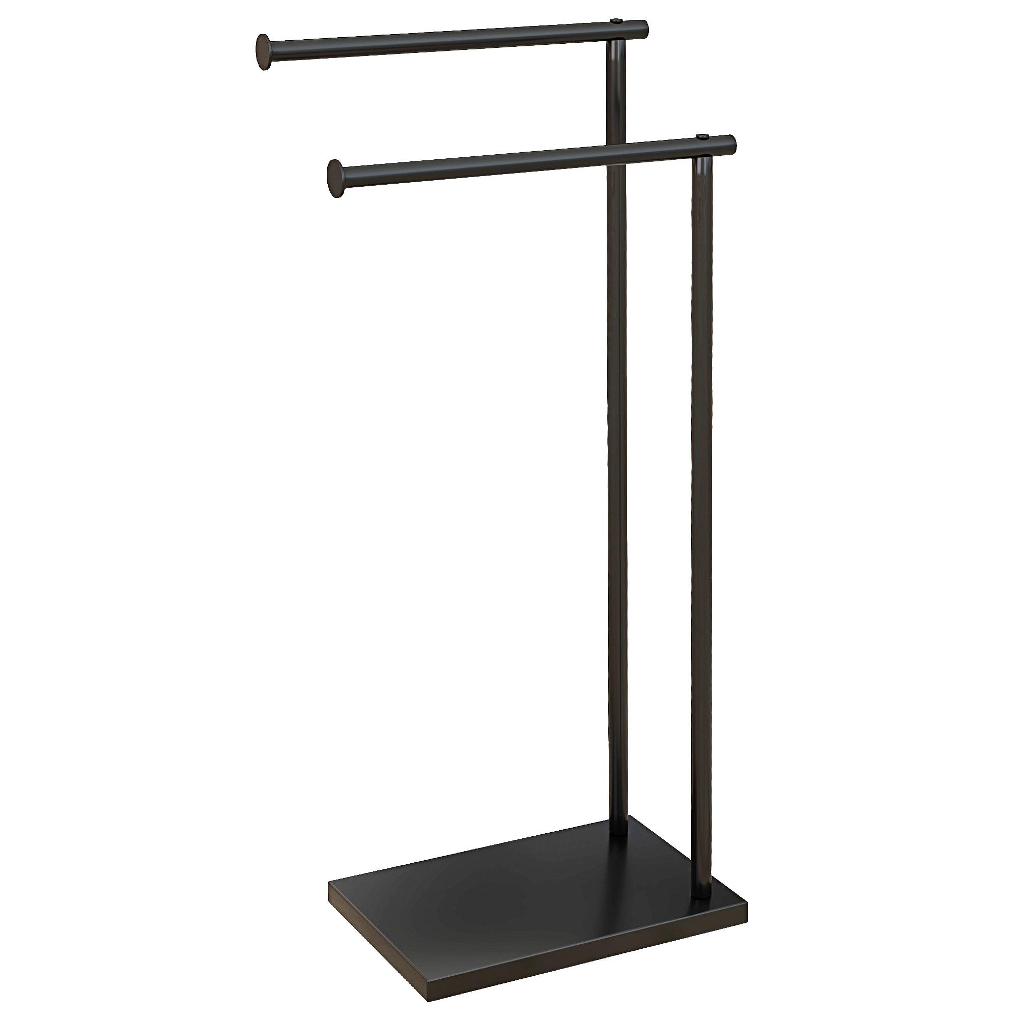 Toalheiro de Pé de 2 Níveis Toalheiro Casa de Banho com Estrutura de Metal Toalheiro em Forma de L 35,5x20x78 cm Preto