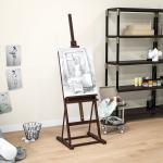 Cavalete de Pintura 230 cm com Altura e Ângulo Ajustáveis Arrumação para Adultos Artistas Pintores Castanho