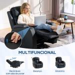 Poltrona de Massagem Reclinável até 145° com 8 Pontos de Massagem por Vibração Função de Aquecimento 82x99x103 cm Preto