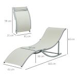 2 espreguiçadeiras ergonômicas dobráveis ​​em forma de S com estrutura de alumínio Textilene para jardim e varanda 165x61x63 cm Bege