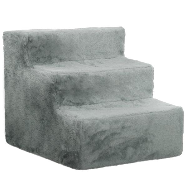 Escada para Animais de Estimação com 3 Degraus 2 em 1 com Capa Removível e Lavável Escada para Cães Gatos 35x46x35 cm Cinza