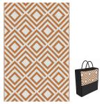 Tapete de Exterior Reversível de Plástico Impermeável para para Varanda Pátio Campismo Praia 182x274cm Marrom e Branco