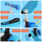 Trotinete 5 em 1 para Crianças com 3 Rodas Assento Removível e Guiador Ajustável Carga Máxima 50 kg 62x25x72,5 cm Azul
