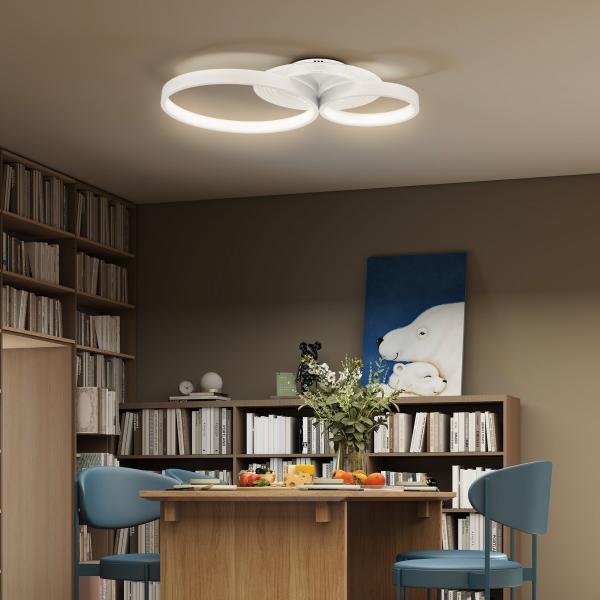 Candeeiro de Teto LED 40W Candeeiro Moderno com Iluminação LED 3000K/4000K/6500K 59x38x7,4 cm Branco