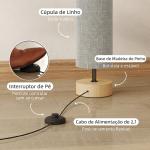Candeeiro de Pé para Sala com Casquilho E27 Máx. 40 W, Abat - Jour em Linho e Estrutura Metálica, 15x15x120 cm, Cinzento