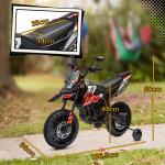 Mota Elétrica Infantil Aprilia 12V Rodas de Apoio Farol Música USB Amortecedor Vermelho 106,5x56x80 cm