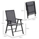 Conjunto de 2 Cadeiras Dobráveis para Exterior Cadeiras para Jardim com Textilene e Metal 58x64x94 cm Cinza Escuro