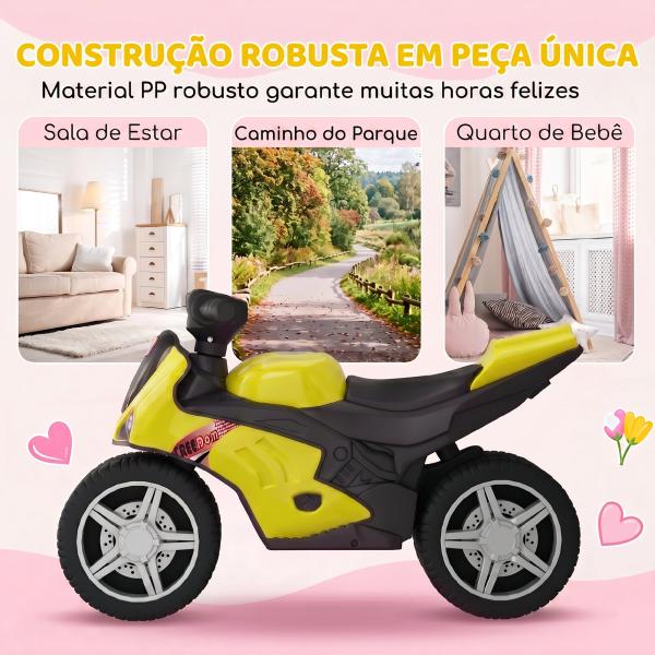 Bicicleta sem Pedais Tipo Mota com Música e Rodas Extra Largas para Crianças 18 - 36 Meses Verde