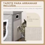 Casa para Gatos 2 em 1 com Apoio para os Pés com Almofada Amovível e Almofada para Arranhar 35,5x35,5x42,5 cm Cinza