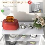 Aparador de 3 Níveis com Portas de Malha e Prateleira Ajustável Aparador de Cozinha Moderno para Sala 80x37x92 cm Branco