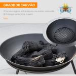 Braseiro de Exterior de Metal com Tampa Protetora de Faíscas e Atiçador para Varanda Campismo Ar Livre Ø47x33 cm Preto