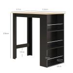 Mesa de Bar com 3 Prateleiras com Suporte Estilo Moderno para Cozinha Sala de Jantar 112x57x106 cm Preto e Madeira