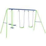 Conjunto de Baloiços de Jardim com Altura Ajustável Baloiços para Crianças com Baloiço Duplo 280x140x178 cm Verde