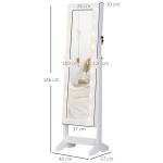 Armário para Joias 20 Luzes de LED Reclinável Fechadura Madeira 40x37x146cm Branco