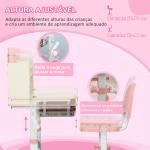 Conjunto de Secretária e Cadeira para Crianças com Altura Ajustável e Bancada Inclinável 80x52x88x109cm e 35,5x44,5x66 - 80cm Rosa
