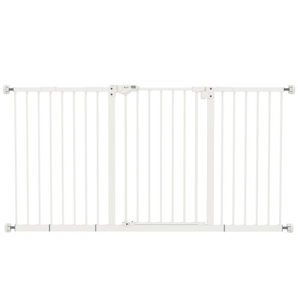 Barreira de Segurança Extensível para Portas e Escadas com Fechamento Automático e Sistema de Duplo Bloqueio 74 - 147,5x76,2 cm Branco