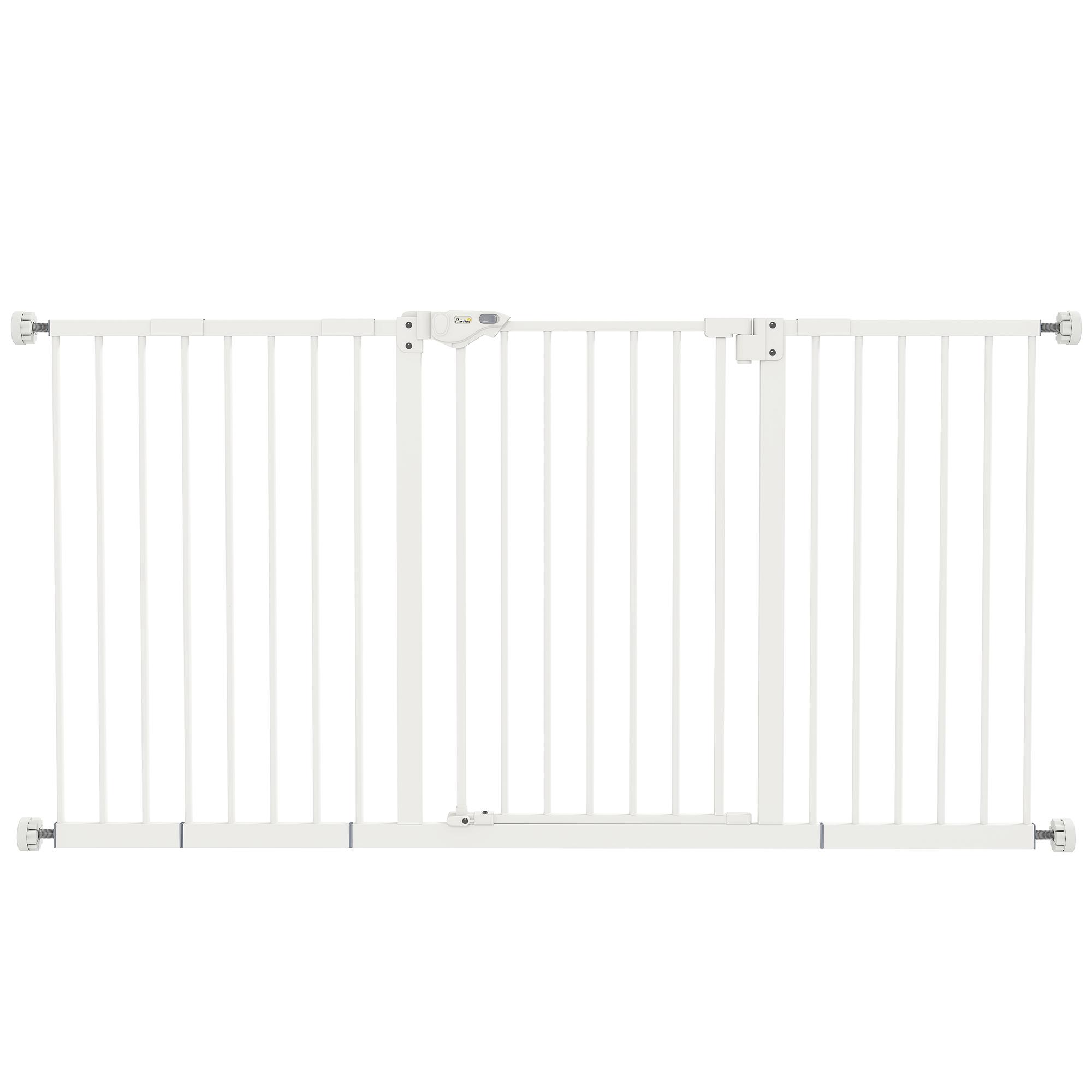 Barreira de Segurança Extensível para Portas e Escadas com Fechamento Automático e Sistema de Duplo Bloqueio 74 - 147,5x76,2 cm Branco