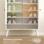 Sapateira de 2 Portas em Ripas Sapateira para Entrada com Prateleiras Ajustáveis Compartimento Aberto para 15 Pares de Sapatos 75x35x97 cm Branco