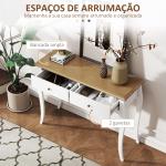 Mesa Consola Consola de Entrada com 2 Gavetas Estilo Francês 100x35x76,5 cm Branco e Marrom Escuro